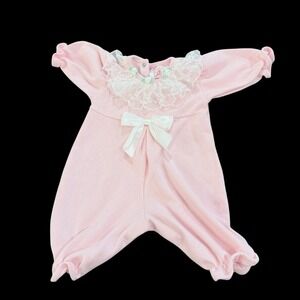 Infant Girls 3–6 M Buster Brown Pink‎ Romper Lace Collar Roses And Bow Accents